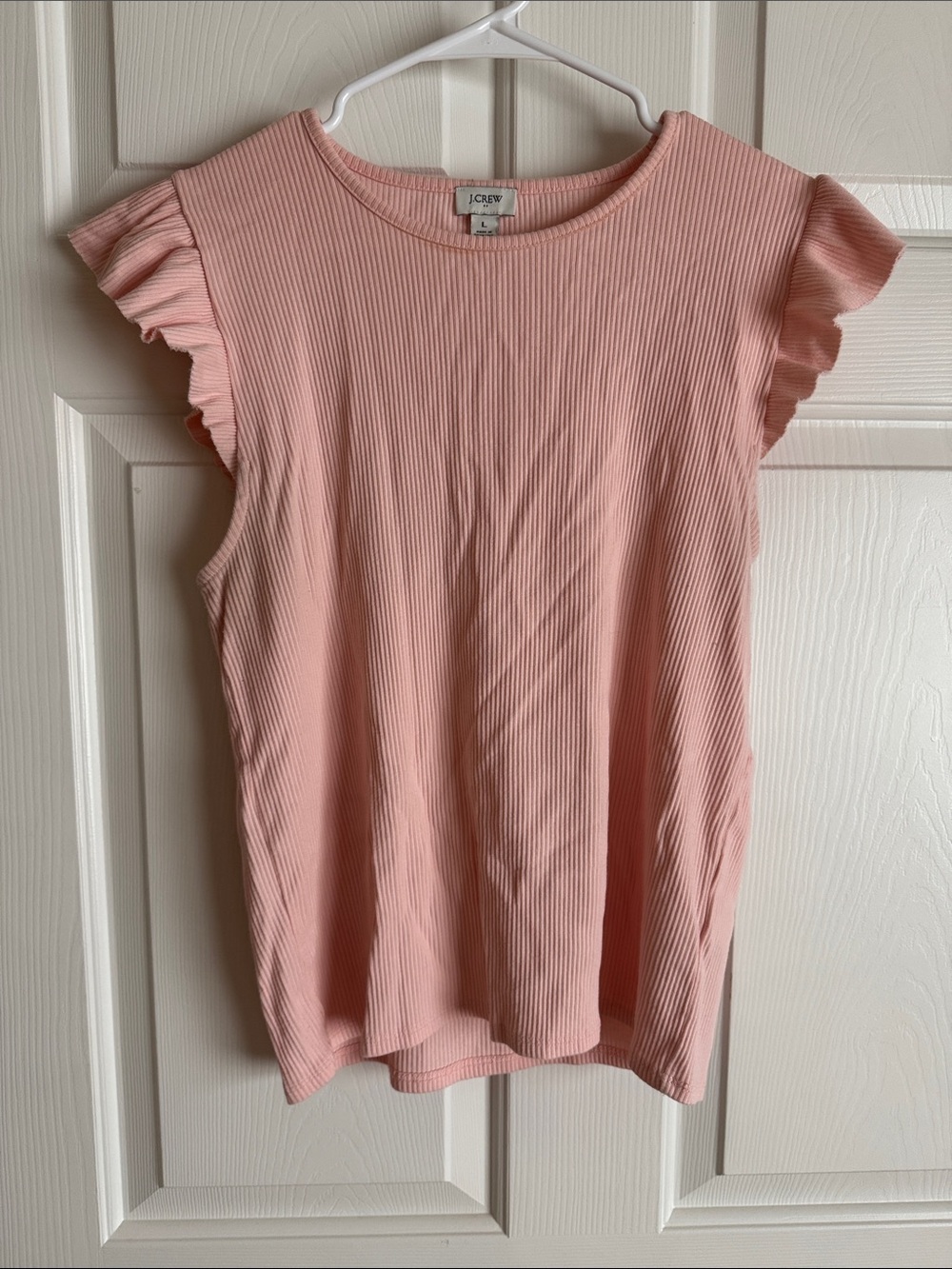 J. Crew Blush Pink Ribbed Flutter Sleeve Tank